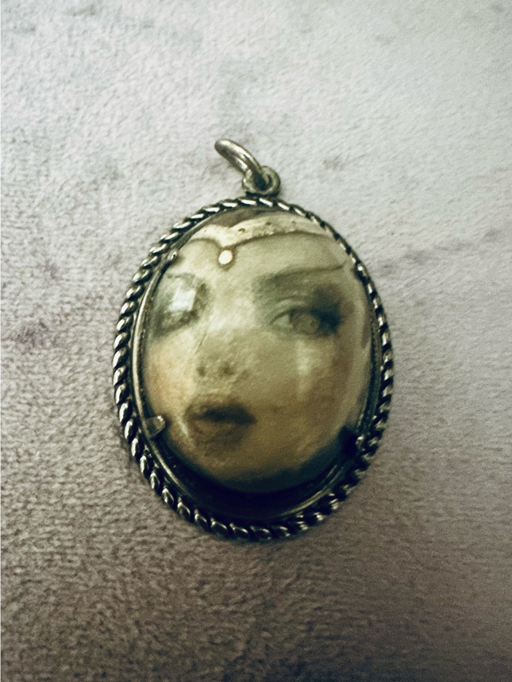 Vintage Art Deco Hand-Painted Miniture Portrait Pendant by KV